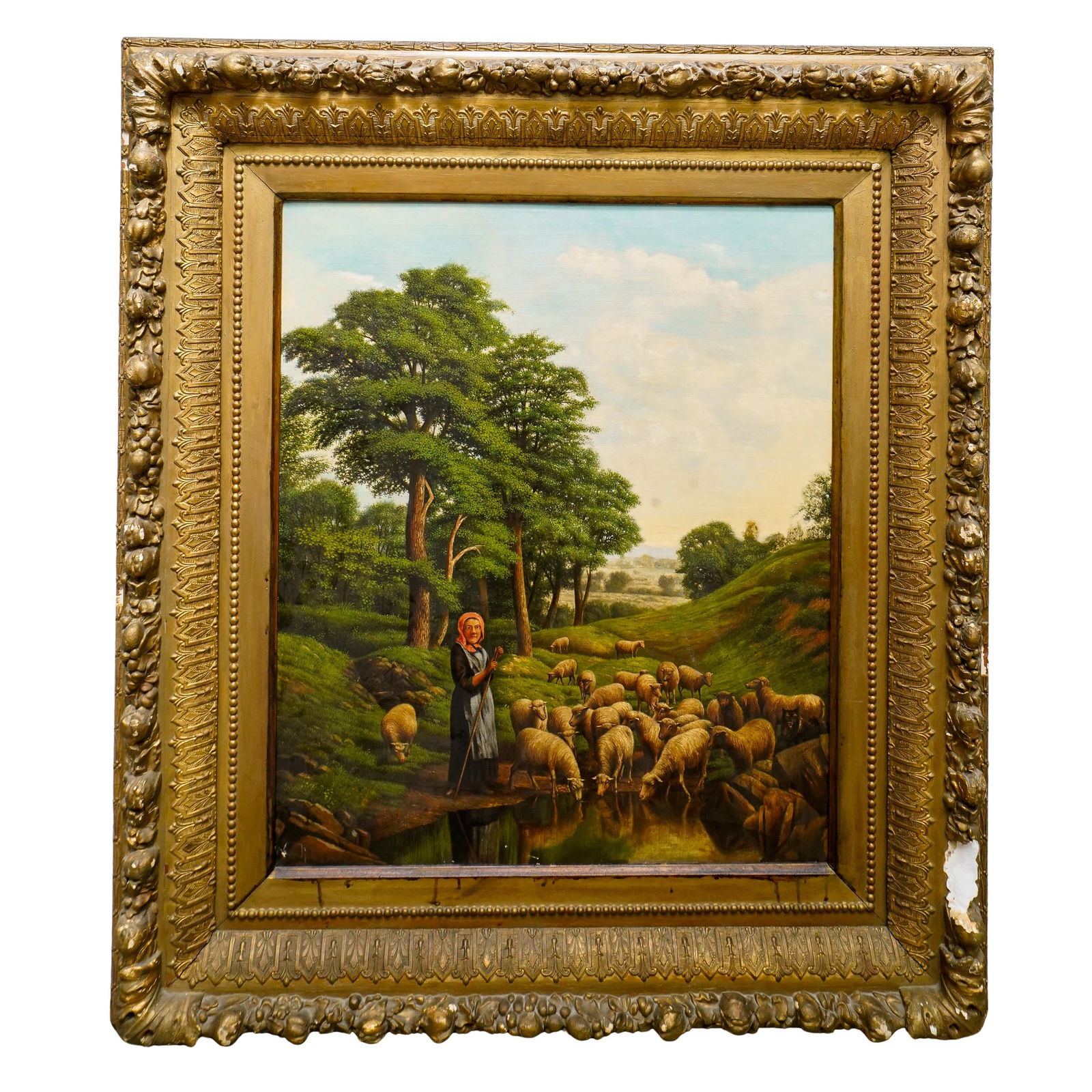 Levi Wells Prentice (American, 1851–1935) Shepherdess Oil On Canvas (1 of 5)