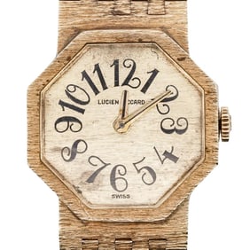 14k Gold Lucien Piccard Octagonal Wristwatch