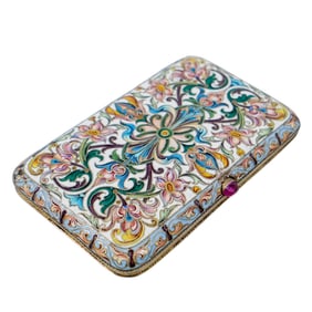 Russian Silver-Gilt Cloisonné Enamel Cigarette Case (Kriushonnitsa Feodor Ruckert)