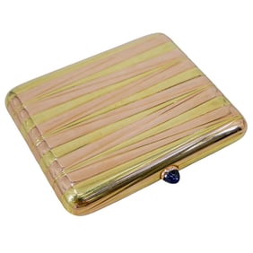 Russian Jeweled Faberge Varicolored Gold Cigarette Case (August Hollming)