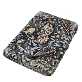 Russian Gold Mounted Silver Samorodok Souvenir Cigarette Case