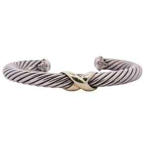 David Yurman Sterling Silver & 14k Gold X Cable Bracelet