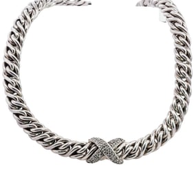 David Yurman "Lyrica" Sterling Silver and Diamond Necklace