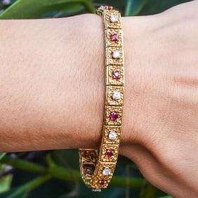 Tiffany & Co. 18k Gold, Ruby, and Diamond Bracelet