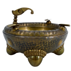 Aesthetic Movement Brass Ashtray & Cigar Cutter