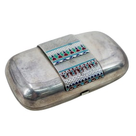 Russian Silver & Champleve Enamel Cigarette Case