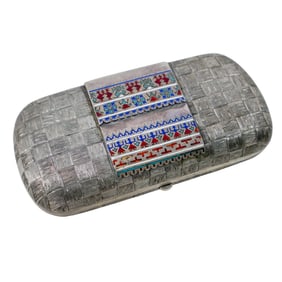 Russian Silver & Champleve Enamel Trompe L'Oeil Cigarette Case