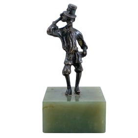 Russian Silver and Nephrite Patron Figure (St. Petersburg)
