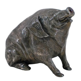 A Faberge Silver & Gem-Set Razorback Pig Bell