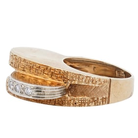 18k Yellow Gold and Diamond Modernist Ring