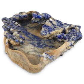 Antique Chinese Carved Lapis Lazuli Brush Washer