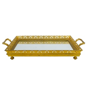 French Baccarat Dore Bronze Mirrored Plateau Tray