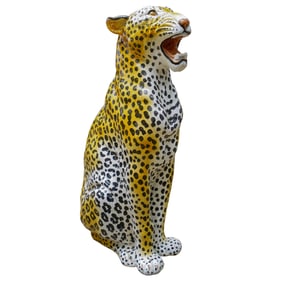 Antique Italian Glazed Terra Cotta Leopard