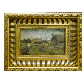 Nikolai Yegorovich Makovsky (1842-1886) Village Scene Oil Painting