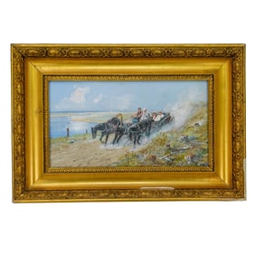 Nikolai Karazin (Russian/Ukrainian, 1842–1908) 'The Coach' Watercolor Painting