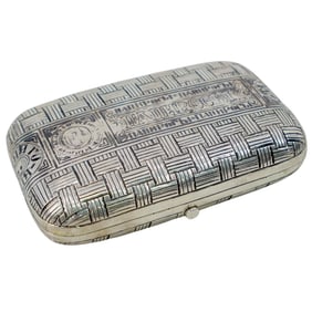 Russian Silver Niello Trompe l'oeil Cigarette Case