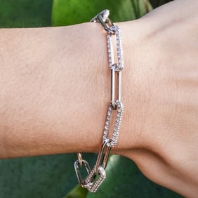 Paperclip 14k Gold & Diamond Bracelet