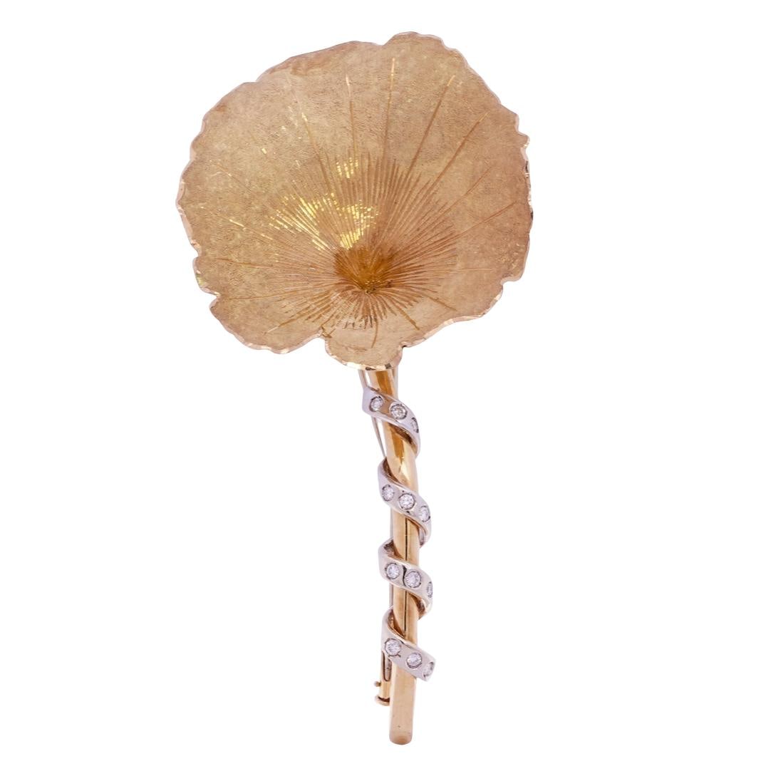 18k Gold and Diamond Flower Brooch (1 of 5)