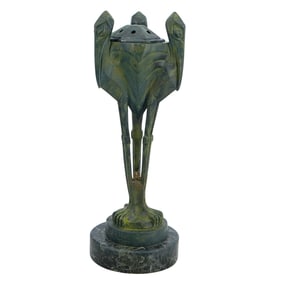 After Artus (French, 1897) Art Deco Bronze Three Crane Censer