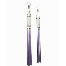 Pair of Venetian Hanging Silk & Glass Votives