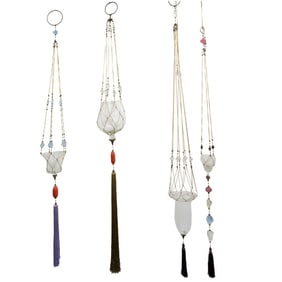 (4Pc) Venetian Murano Hanging Silk & Glass Votives