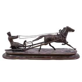After Vasily Grachev Russian Bronze Cossack On Sleigh