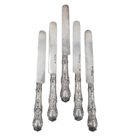 (5 Pc) Russian Silver Table Knives