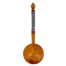 Russian Karelian Birch, Silver & Cloisonne Enamel Spoon