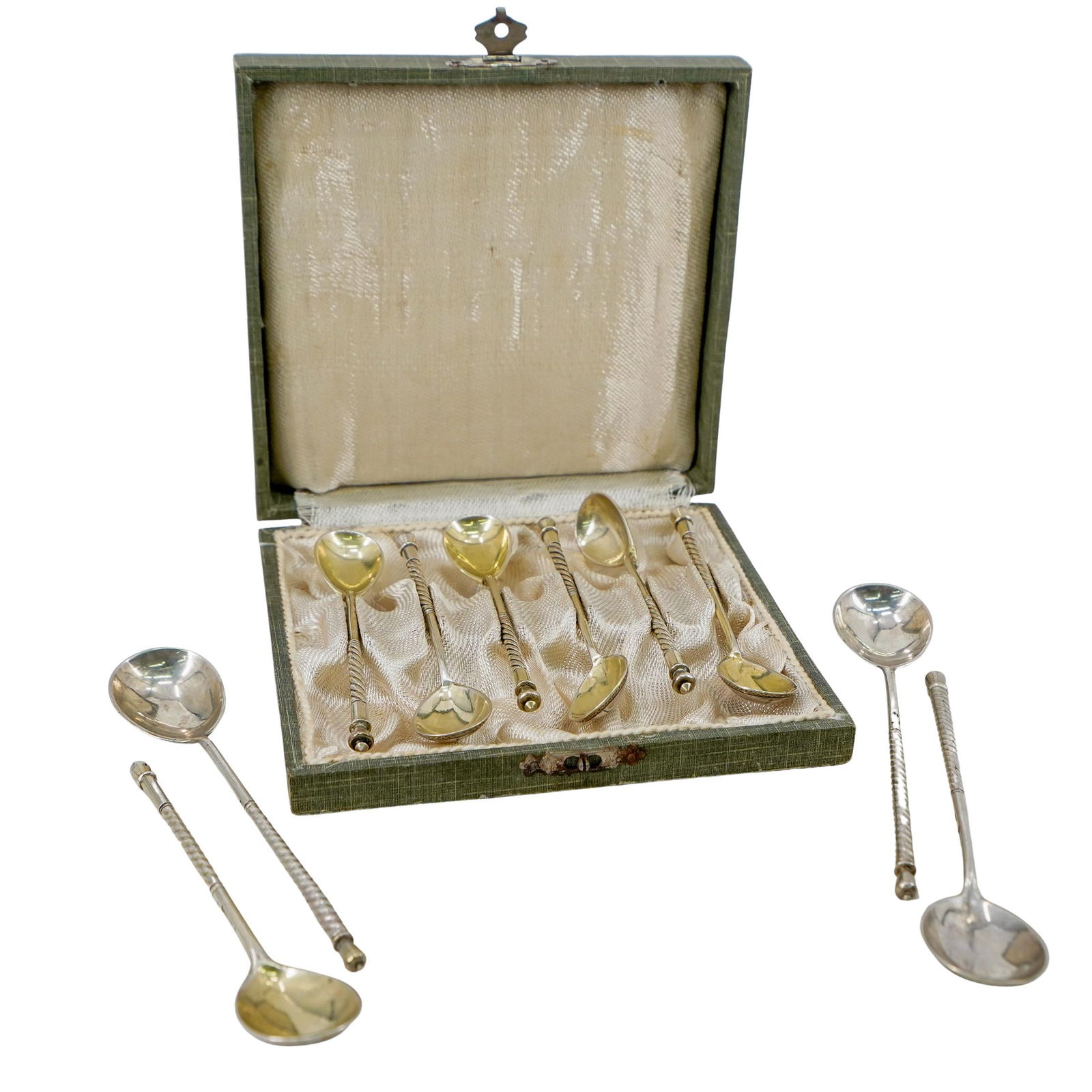 (10 Pc) Cased Russian Silver Niello Spoons (1 of 17)