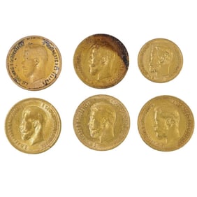 (6 Pc) Russian Gold Rubles Coins