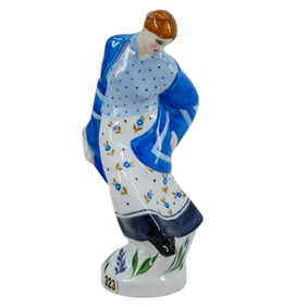 Soviet Porcelain Dancing Peasant Woman Figure (Lomonosov State Porcelain Factory)