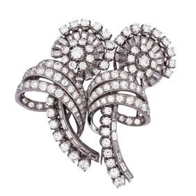 Platinum and Diamond Double Brooch