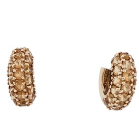 (2 Pc) 14k Gold and Citrine Hoop Earrings