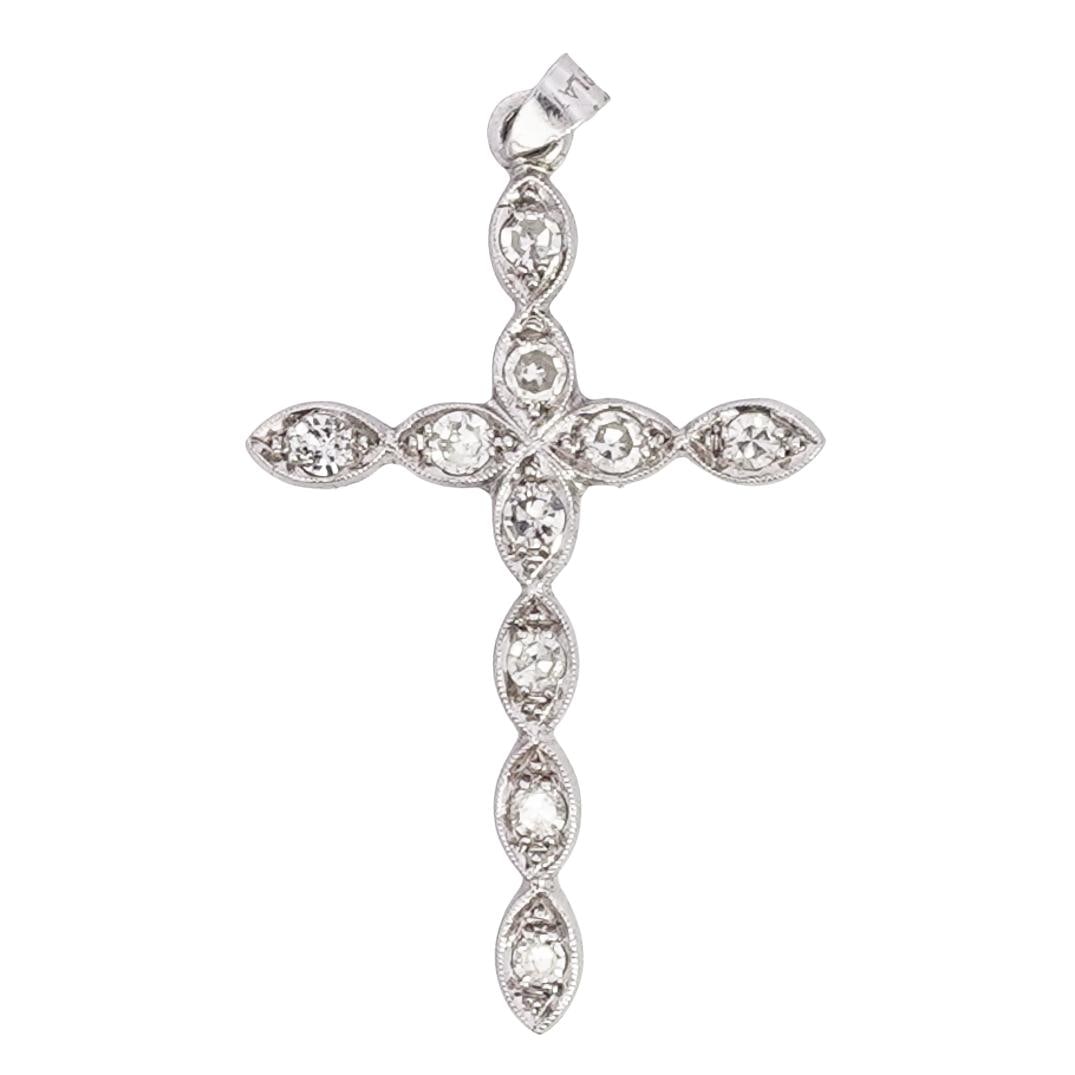 Platinum and Diamond Cross Pendant (1 of 3)