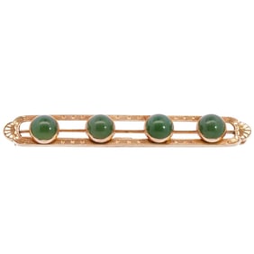 14k Gold and Jade Pin