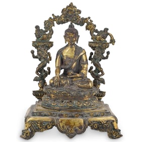 Antique Nepalese Gilt Bronze Seated Buddha