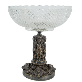Elkington Silver Plated & Cut Crystal Compote