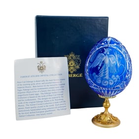 Faberge Imperial Cobalt Crystal Egg