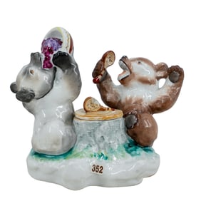 Soviet Porcelain Bear Inkwell (Lomonosov State Porcelain Factory)