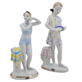 (2 Pc) Soviet Porcelain Figures (Lomonosov State Porcelain Factory)