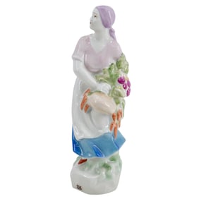 Soviet Porcelain Woman With Vegetables Figure (Dulevo Porcelain Factory)