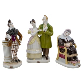 (3 Pc) Soviet Porcelain Nikolai Gogol Figures (Lomonosov State Porcelain Factory)
