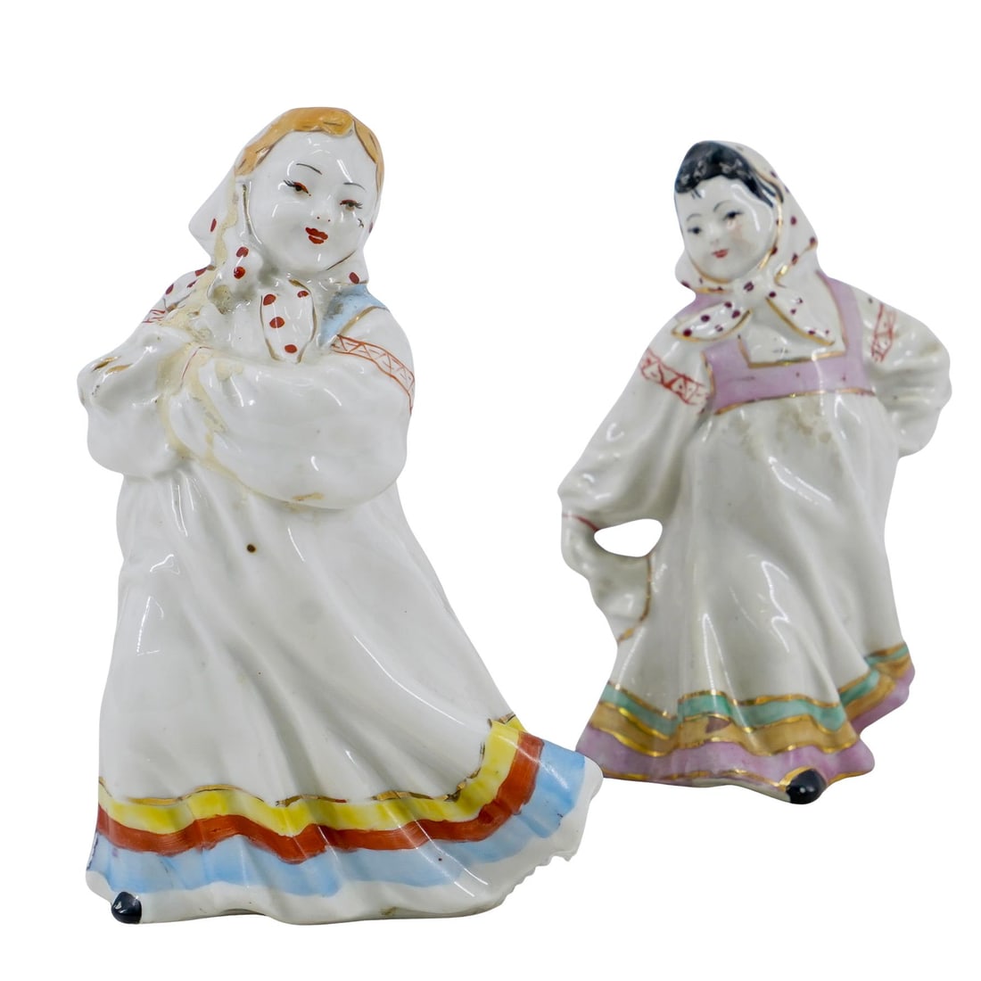 (2 Pc) Soviet Porcelain Dancing Peasant Figures (1 of 8)