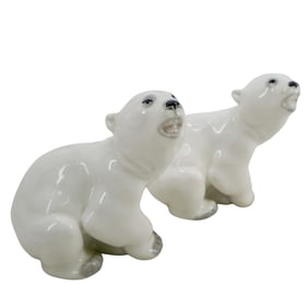(2 Pc) Soviet Porcelain Polar Bear Figures