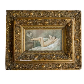 Nikolai Kornilievich Bodarevsk(Ukrainian, 1850–1921) Reclined Nude Gouache Painting