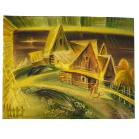 Olga Nikolajewna Rydnikova (Moscow) Watercolor Village Scene painting