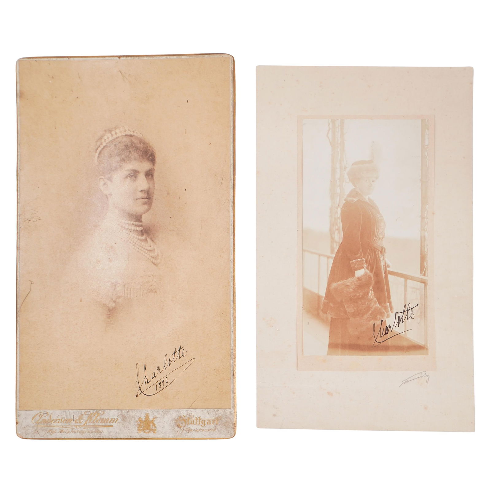 (2Pc) Autographed Queen of Wurttemberg Photographs (1 of 12)