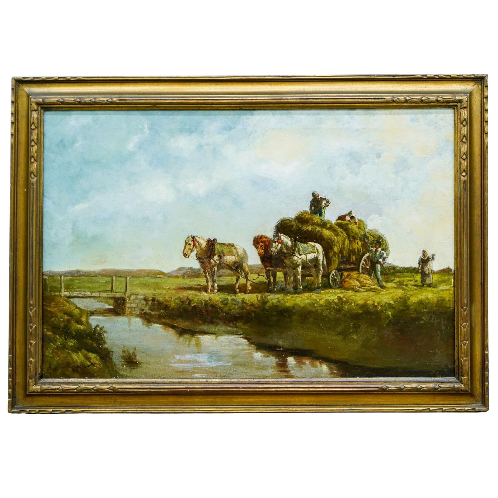 Adam Callander (English, 1760-1812) "Harvest Time" Oil On Canvas (1 of 5)