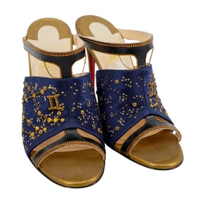 Christian Louboutin | Midnight Blue Gemini Zodiac Open-Toe Akenana Mule