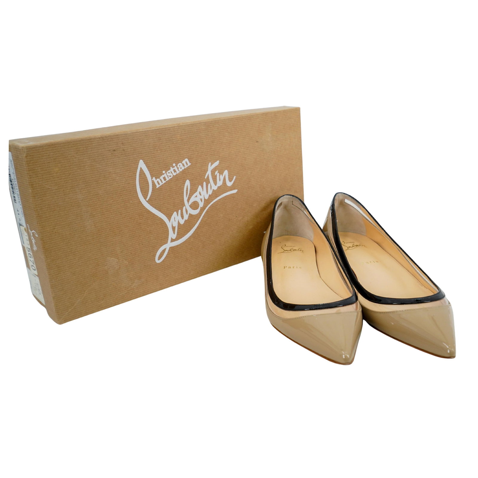 Christian Louboutin Paulina Ballet Flats: DESCRIPTION: "Paulina" ballet flats featuring patent leather and PVC. "Christian Louboutin Paris" at inside. "Christian Louboutin Made in Italy 41" on soles. Includes Christian Louboutin box and dustb